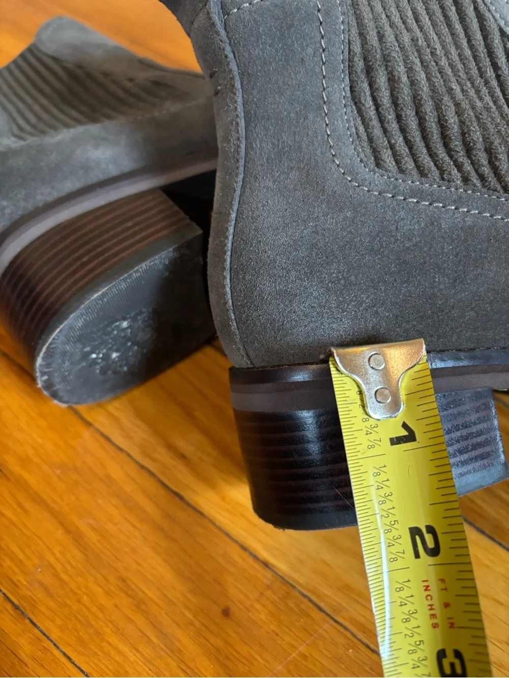 Cole Haan Grand.Os Gray Suede Chelsea Ankle Boots Pull On Block Heel 7B